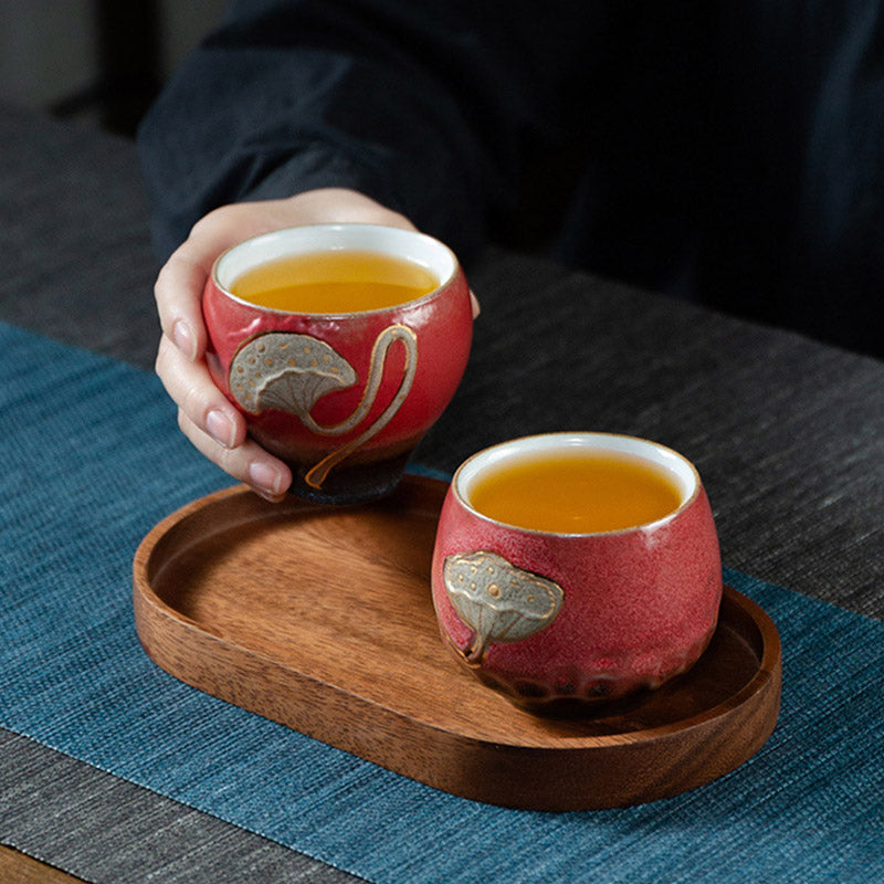 ATELIER-TIBET – Tasse à Thé en Céramique Gravée Gousse de Lotus (120 ml / 155 ml)