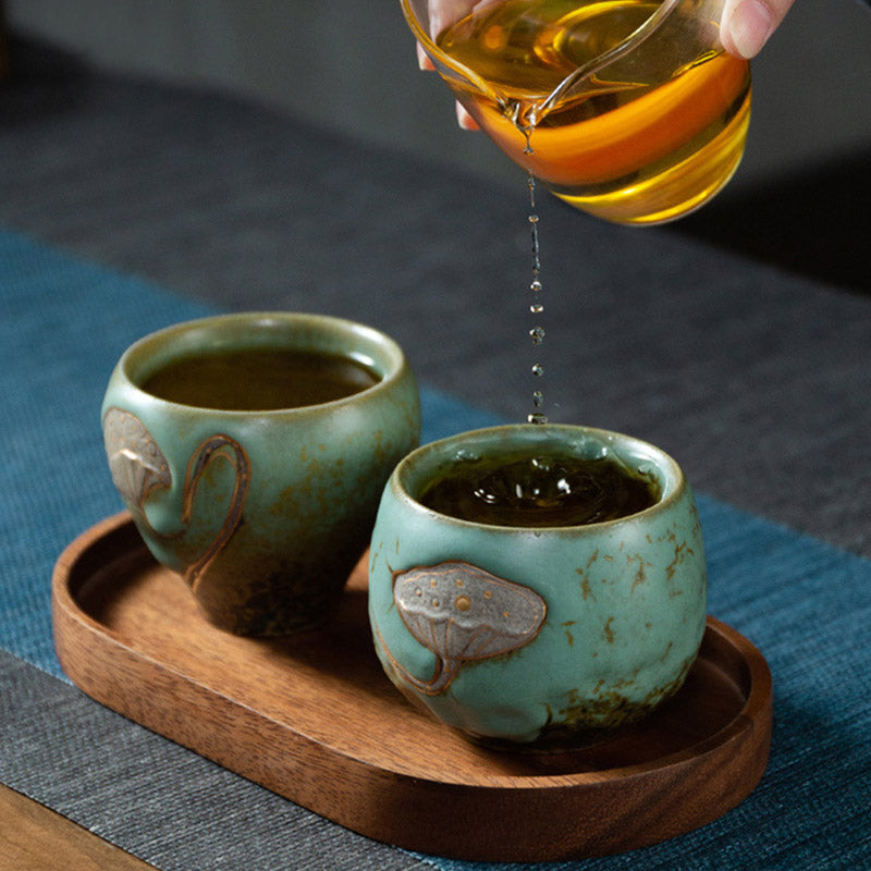 ATELIER-TIBET – Tasse à Thé en Céramique Gravée Gousse de Lotus (120 ml / 155 ml)