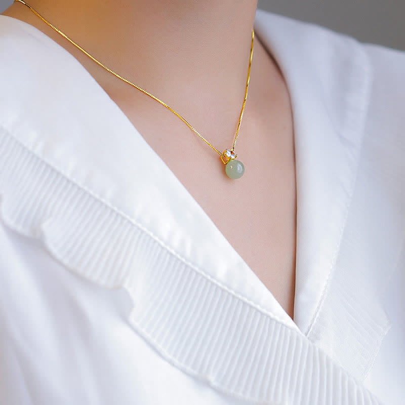ATELIER-TIBET – Collier Lucky Bead en Jade Naturel