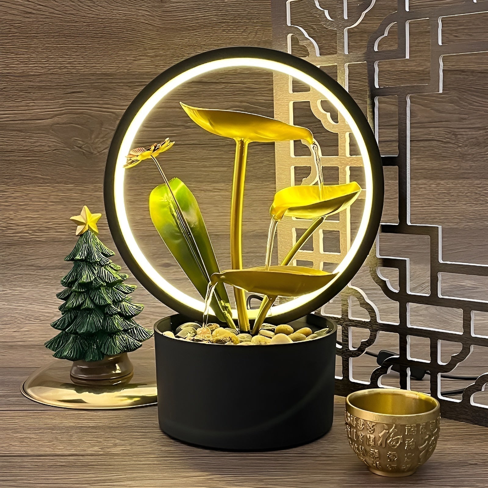 ATELIER-TIBET Lampe de Chevet – Éclairage Doux & Fonction Eau Apaisante pour Chambre & Salon