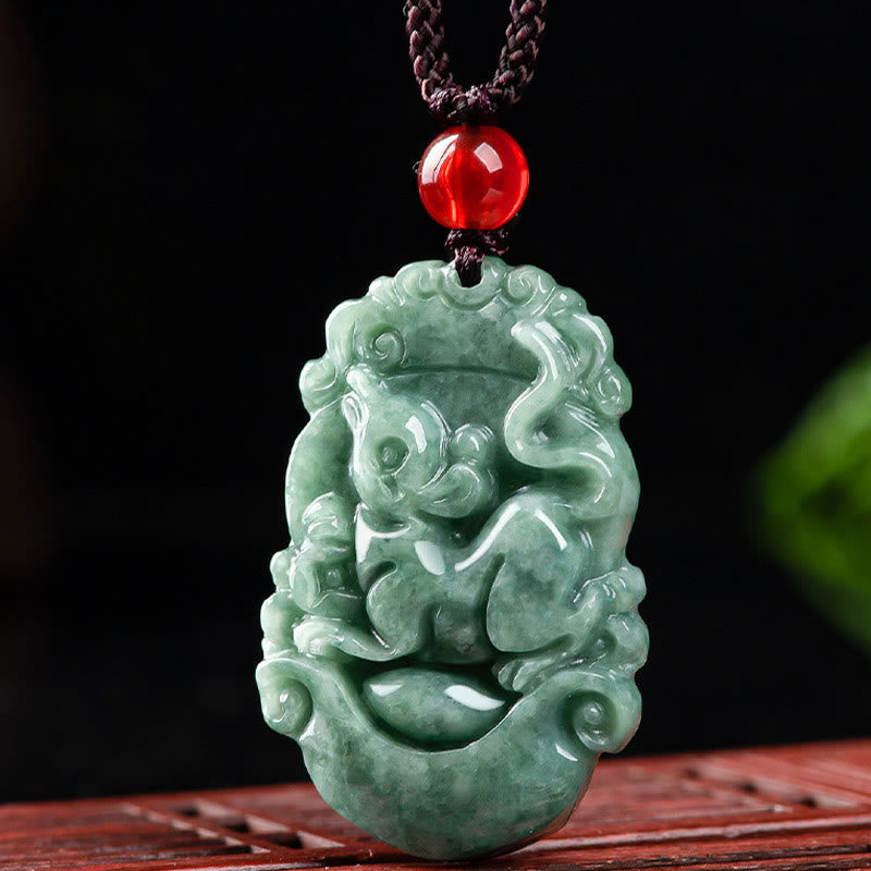 ATELIER-TIBET – Collier en Jade Naturel Zodiac Chinois (12 Signes)