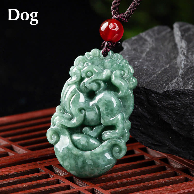 ATELIER-TIBET – Collier en Jade Naturel Zodiac Chinois (12 Signes)