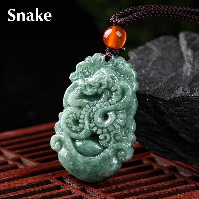 ATELIER-TIBET – Collier en Jade Naturel Zodiac Chinois (12 Signes)