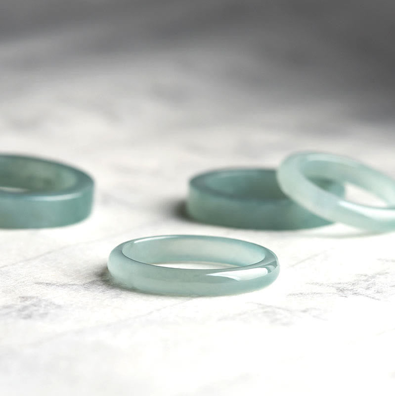 ATELIER-TIBET – Bague Chance & Prospérité en Jade Naturel – Anneau Symbolique Unisexe