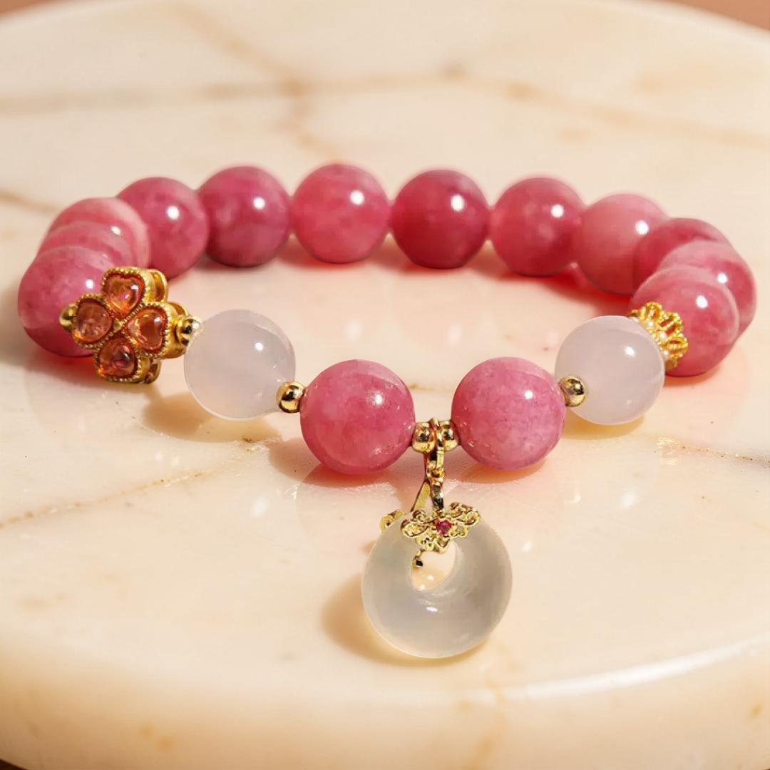 ATELIER-TIBET – Bracelet Tourmaline Rose et Jade Blanc – Chance Éclatante