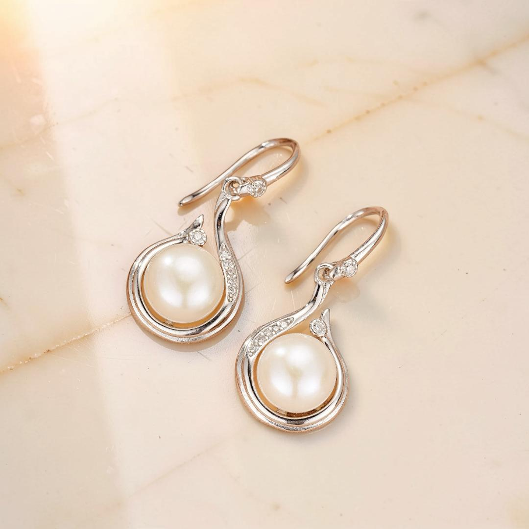 ATELIER-TIBET – Boucles d'Oreilles Perle – Goutte Royale, Argent