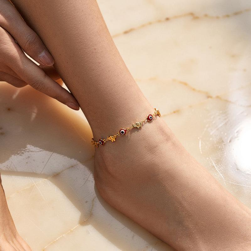ATELIER-TIBET – Bracelet de Cheville Mauvais Œil – Garde Esprit, Plaqué Or
