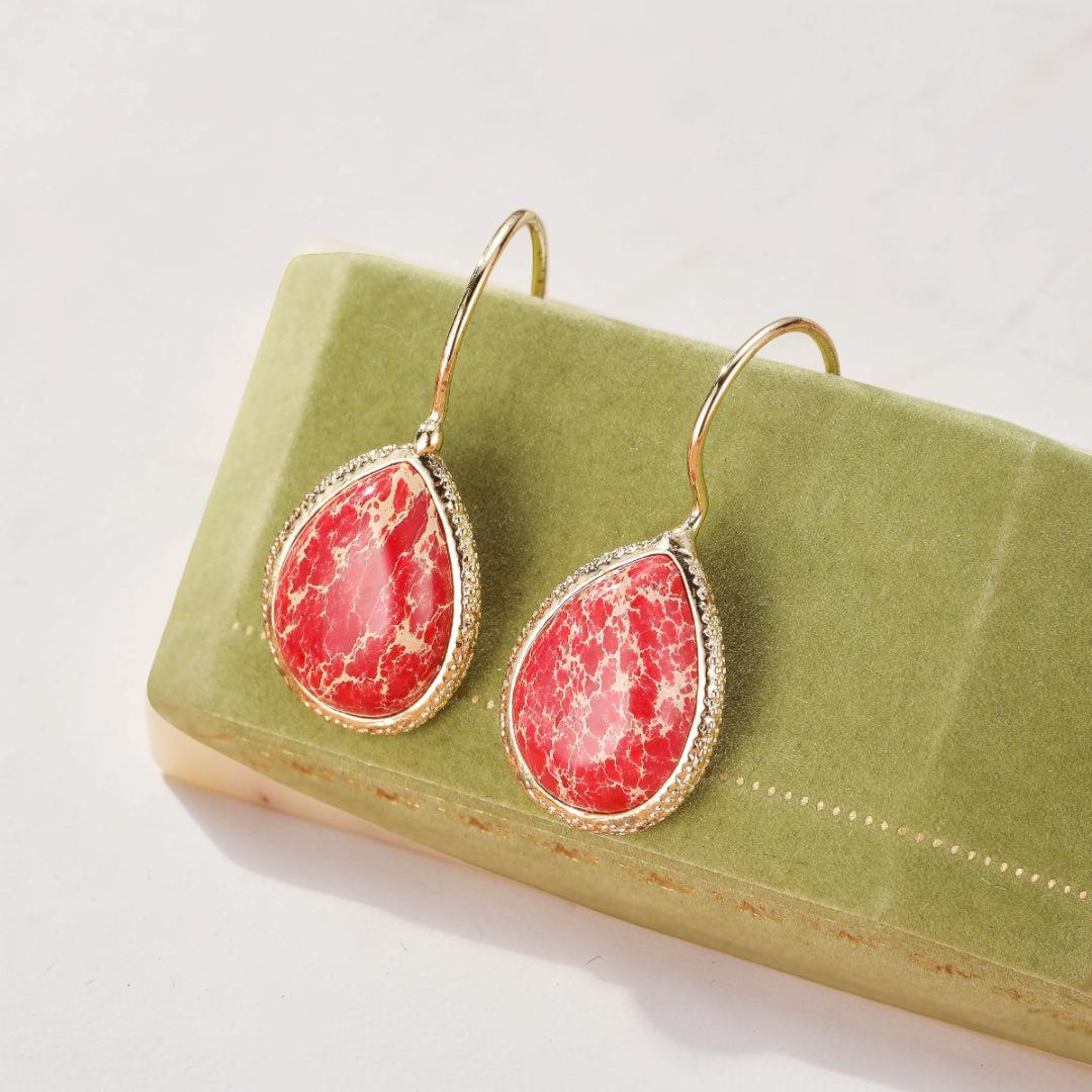 ATELIER-TIBET – Boucles d’Oreilles Jaspe – Flamme d'Amour