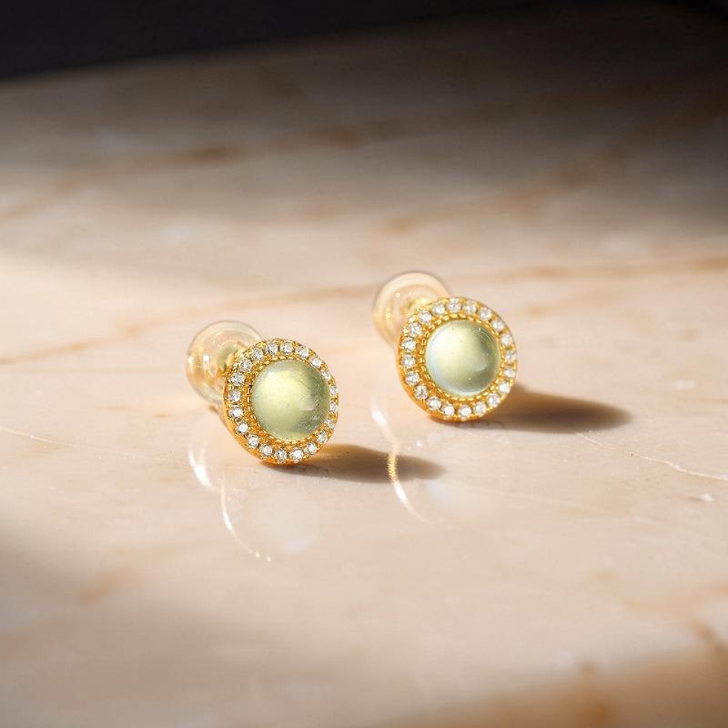 ATELIER-TIBET – Boucles d'oreilles Aigue marine – Éclat Céleste, Argent Plaqué Or