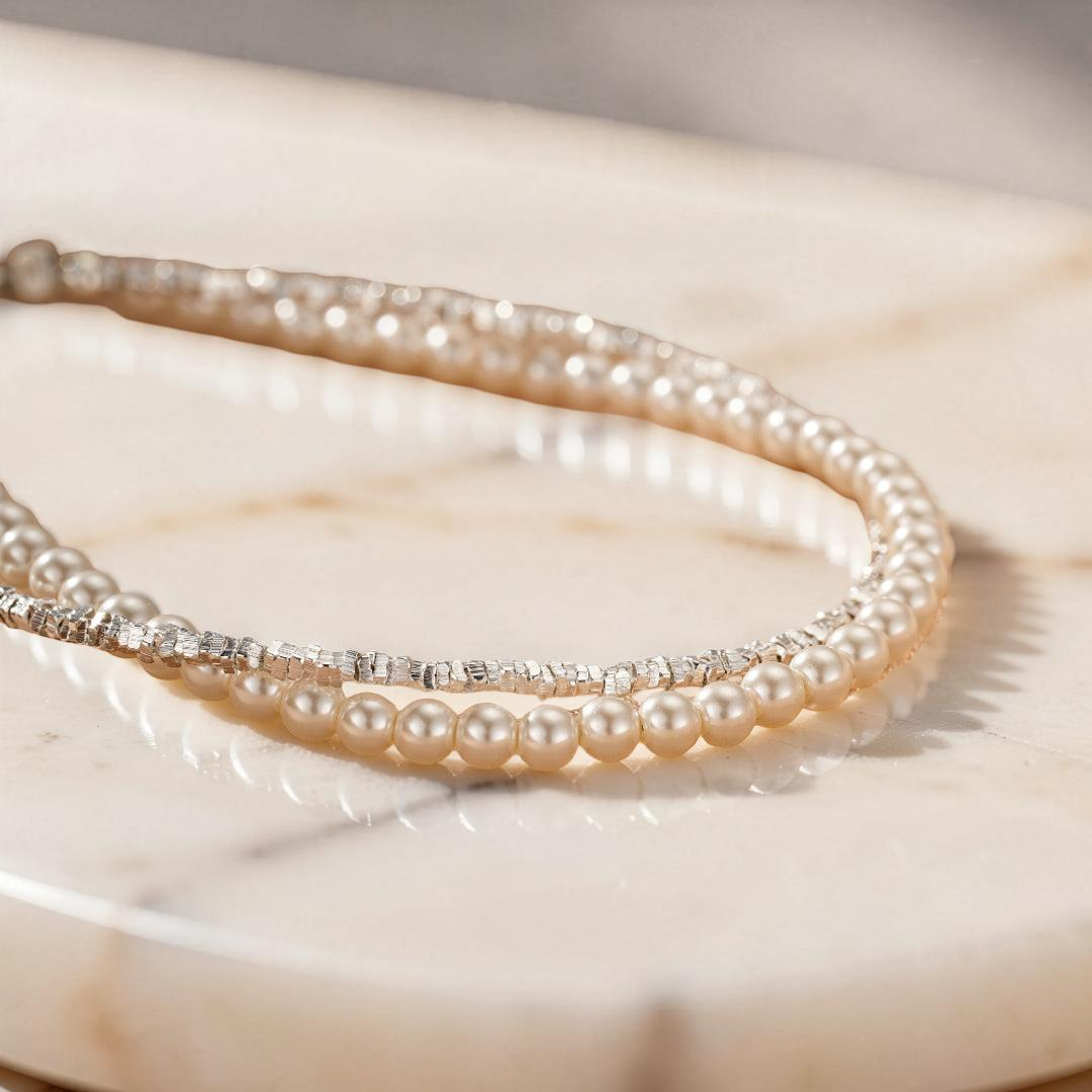 ATELIER-TIBET – Bracelet Perle – Double Éclat, Argent
