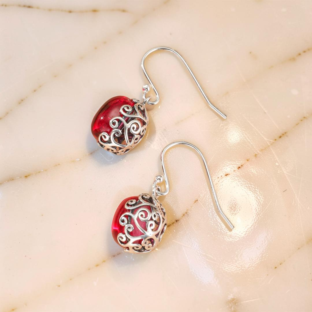 ATELIER-TIBET – Boucles d’Oreilles Cornaline – Reflets d’Orient, Argent