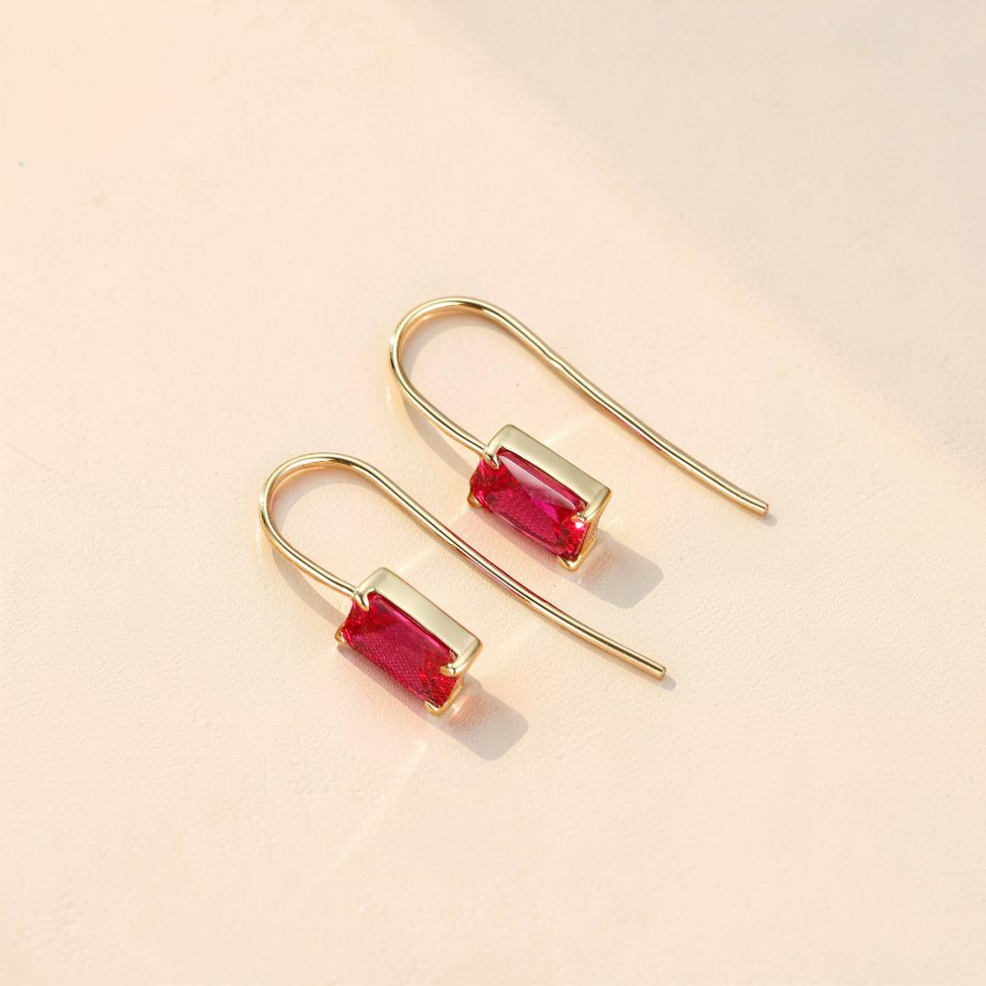 ATELIER-TIBET – Boucles d’Oreilles Cornaline – Élégance Pourpre, Argent Plaqué Or
