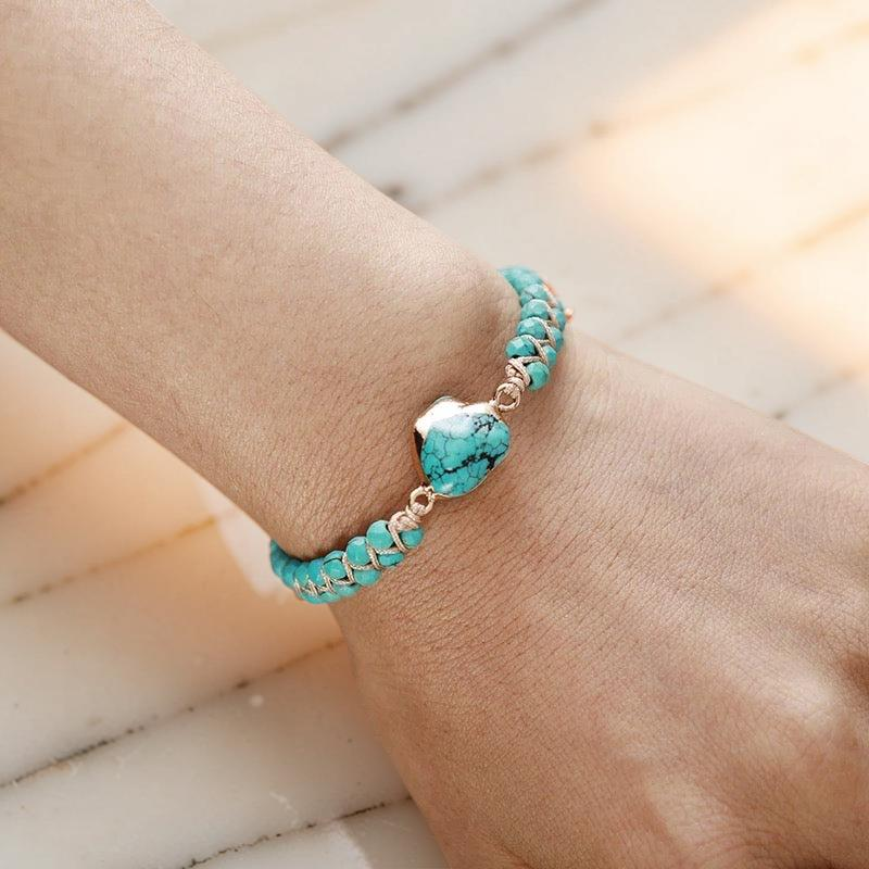 ATELIER-TIBET – Bracelet Turquoise – Fil d'Amour, Argent Plaqué Or