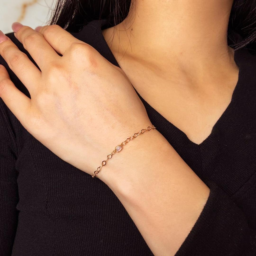 ATELIER-TIBET – Bracelet Opale – Lien Précieux, Argent Plaqué Or