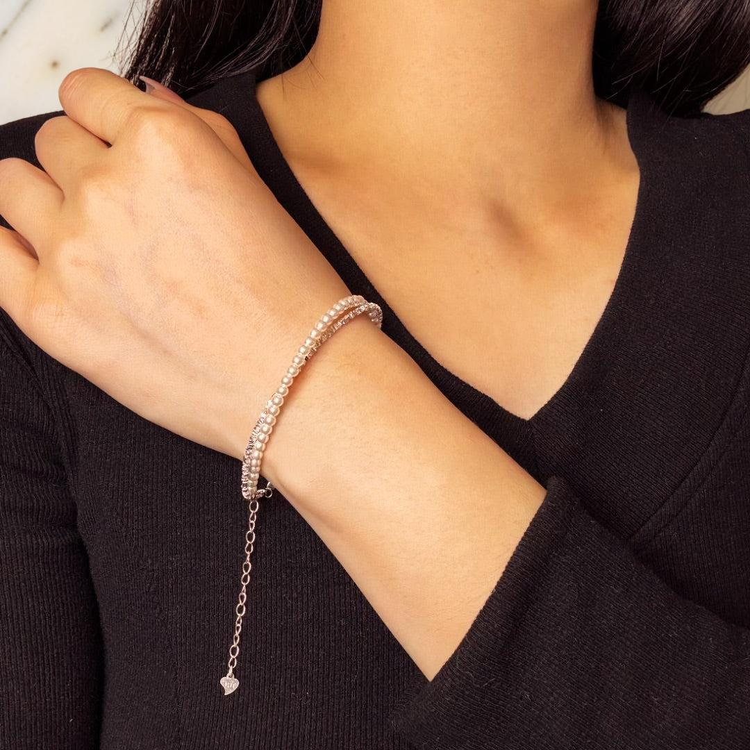 ATELIER-TIBET – Bracelet Perle – Double Éclat, Argent