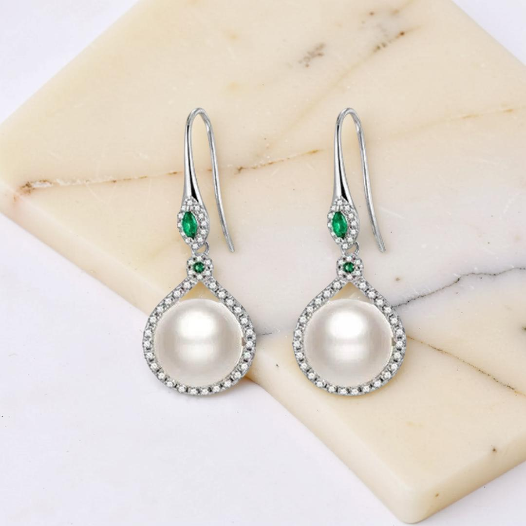ATELIER-TIBET – Boucles d’Oreilles Perle – Elegancia, Argent 925