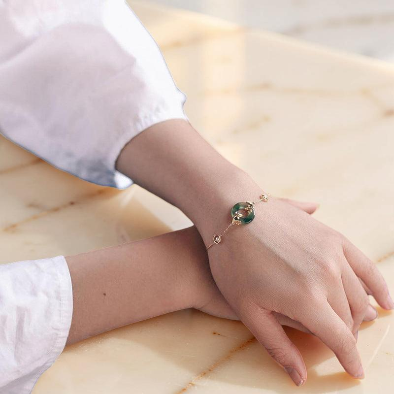 ATELIER-TIBET – Bracelet Jade et Carpe Koï – Charme d'Abondance, Plaqué Or