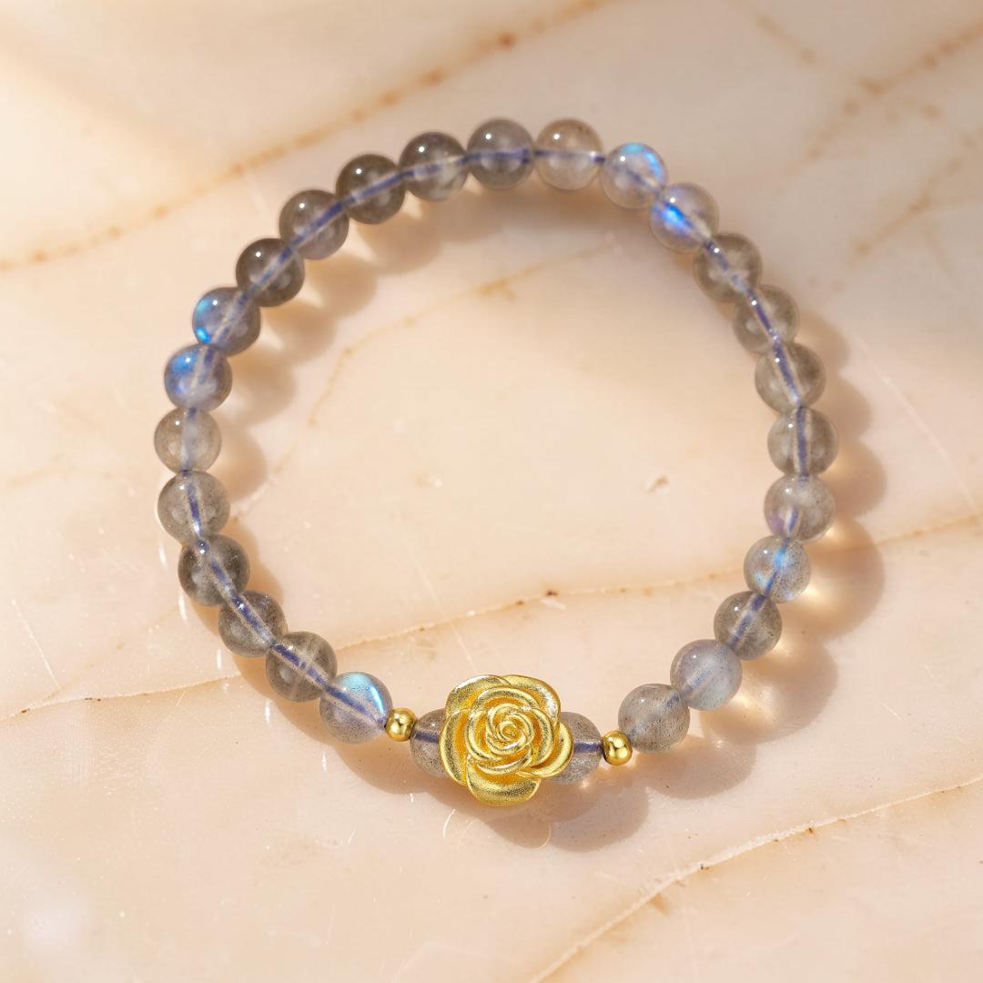 ATELIER-TIBET – Bracelet Labradorite – Rose Doré