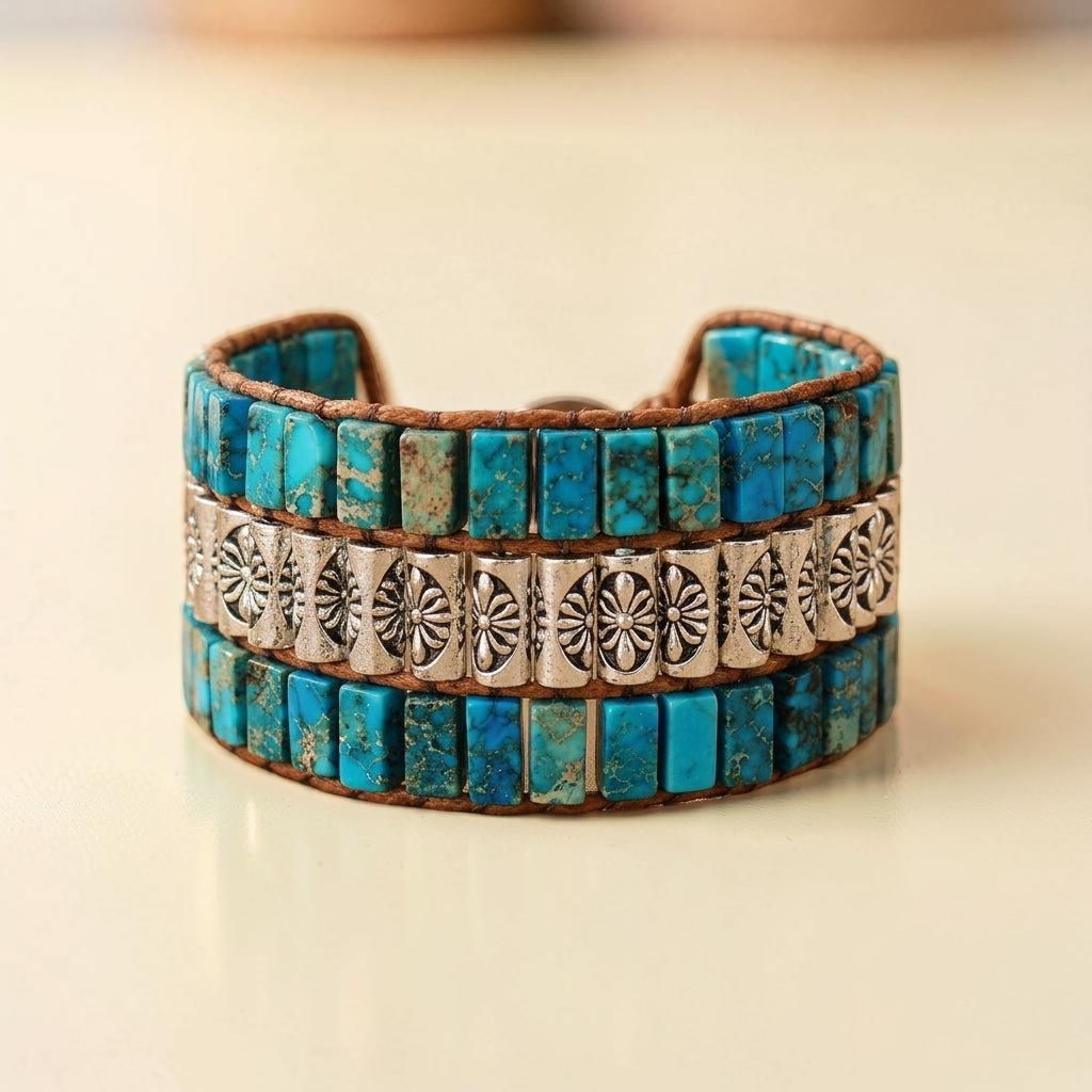 ATELIER-TIBET – Bracelet Wrap Turquoise – Empreinte Ethnique