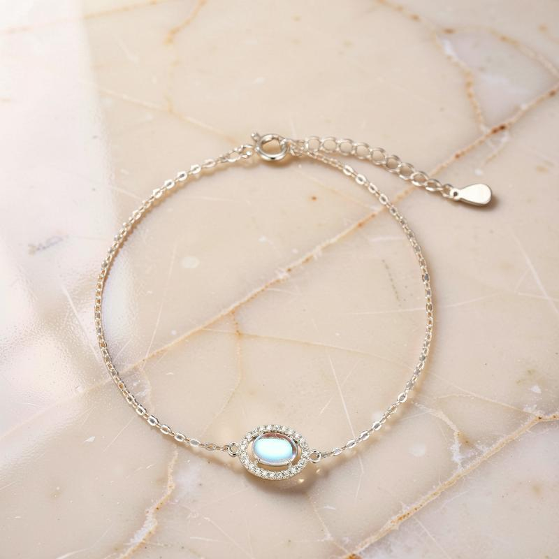 ATELIER-TIBET – Bracelet Pierre de Lune – Sérénité Lunaire, Argent 925