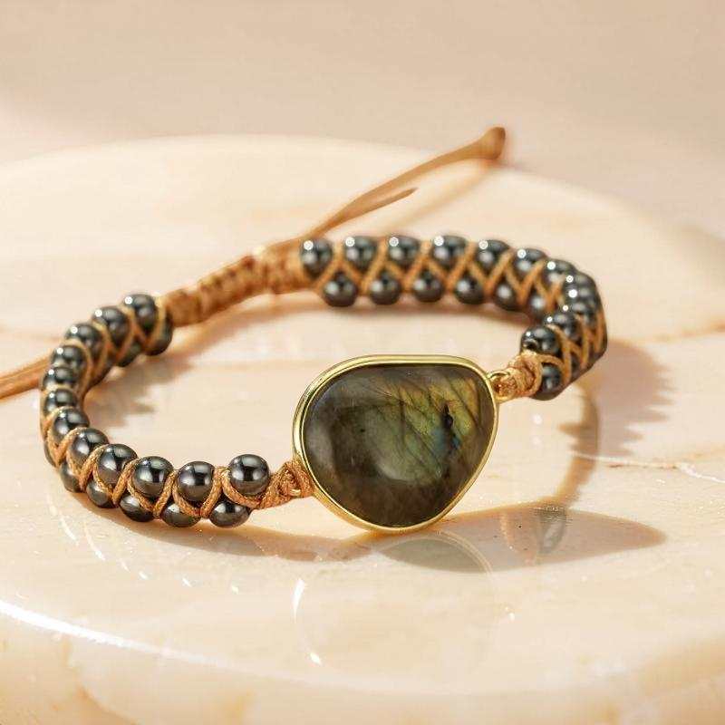 ATELIER-TIBET – Bracelet Labradorite et Hématite – Aura Protectrice