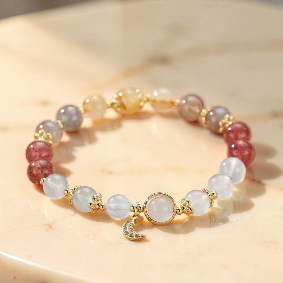 ATELIER-TIBET – Bracelet Labradorite et Aigue-Marine – Harmonie Lunaire
