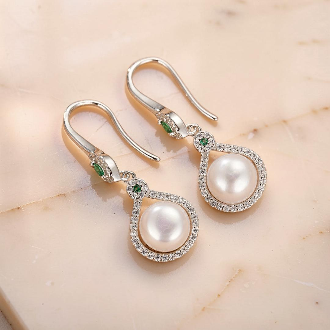 ATELIER-TIBET – Boucles d’Oreilles Perle – Elegancia, Argent 925
