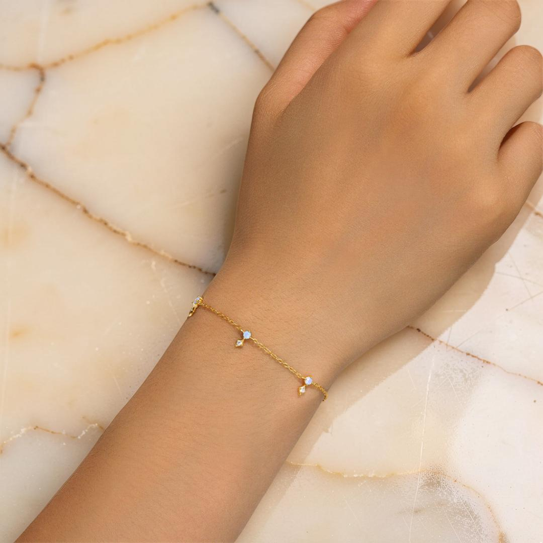 ATELIER-TIBET – Bracelet Opale – Charme Étoilé, Argent Plaqué Or