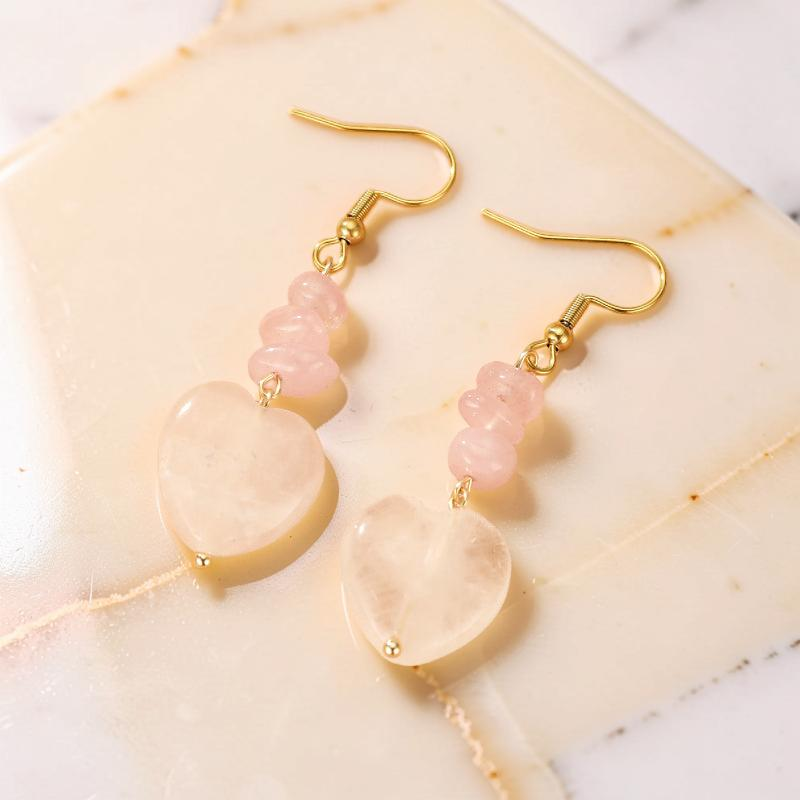 ATELIER-TIBET – Boucles d'Oreilles Pierres Naturelles – Cœur Protecteur
