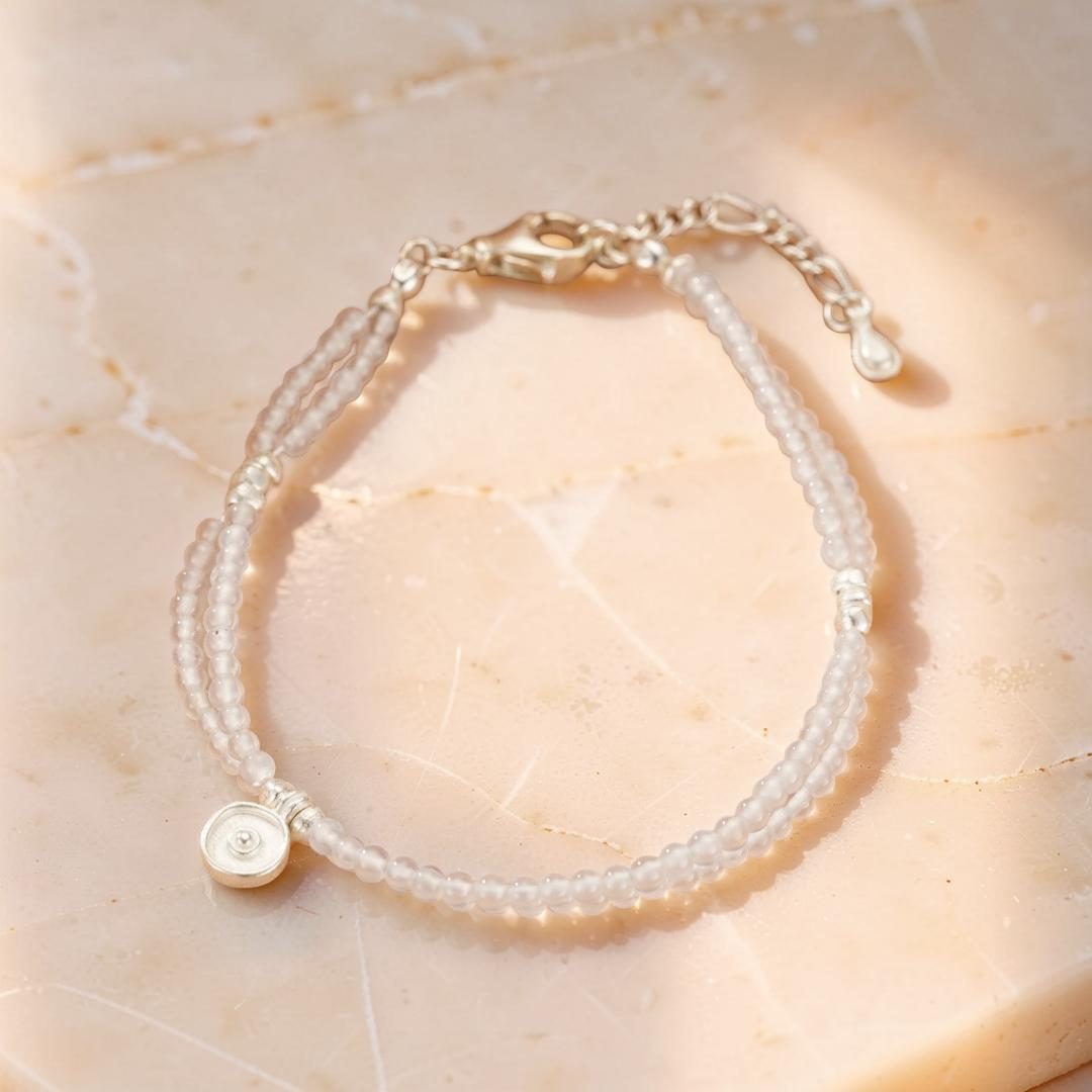 ATELIER-TIBET – Bracelet Cristal de Roche – Goutte Discrète, Argent
