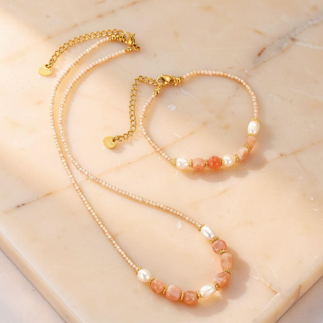 ATELIER-TIBET – Bracelet Pierre de Soleil et Perle – Harmonie Radieuse