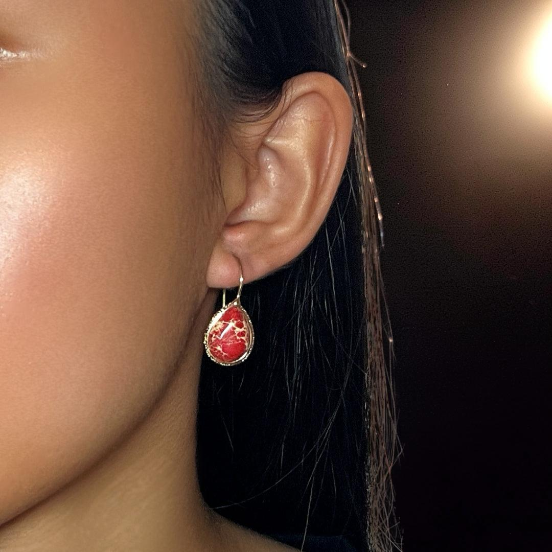 ATELIER-TIBET – Boucles d’Oreilles Jaspe – Flamme d'Amour