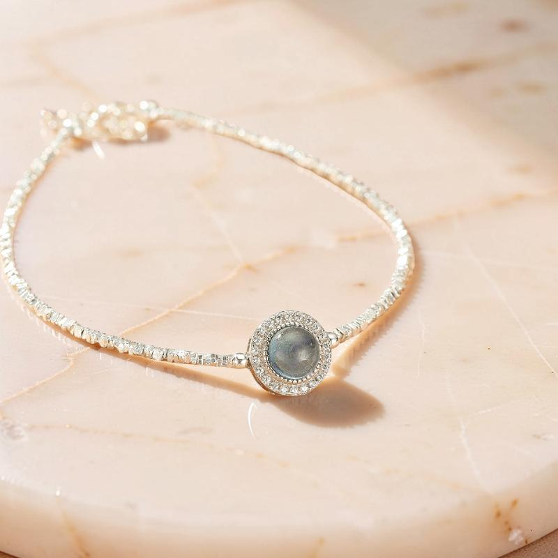 ATELIER-TIBET – Bracelet Aigue-Marine – Souffle Marin, Argent