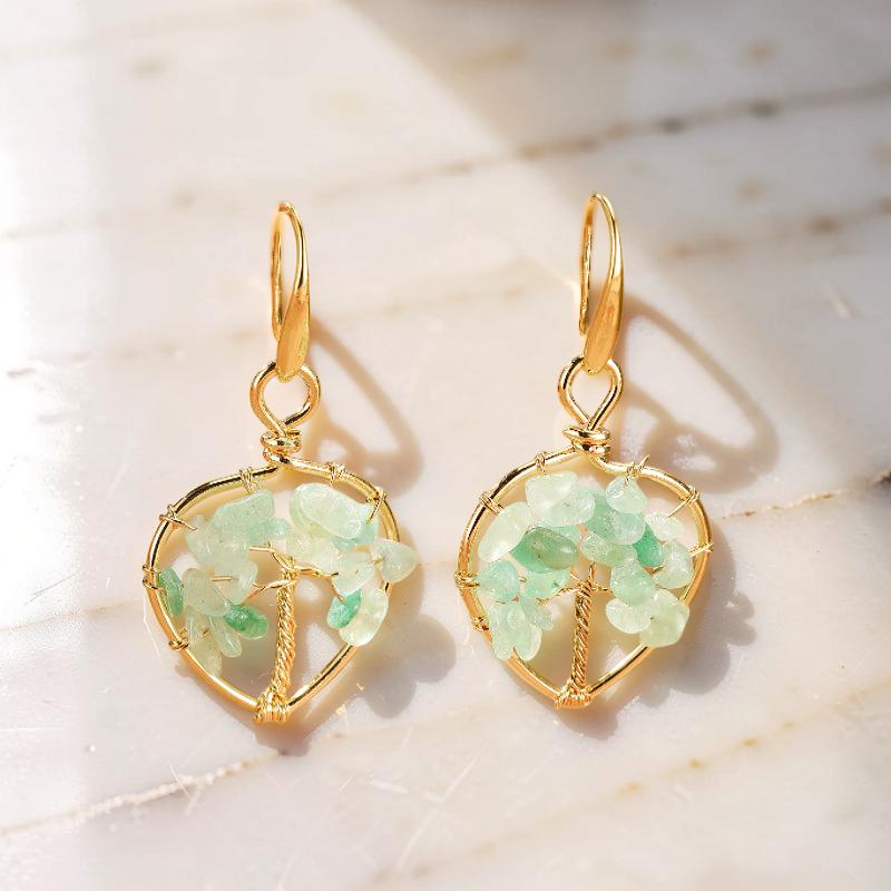 ATELIER-TIBET – Boucles d'oreilles Améthyste – Arbre Céleste, Cuivre