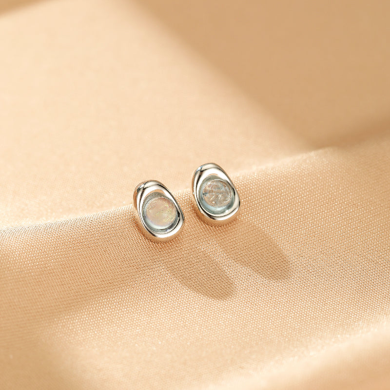 ATELIER-TIBET – Boucles d'oreilles Aigue marine – Douce Vague, Argent