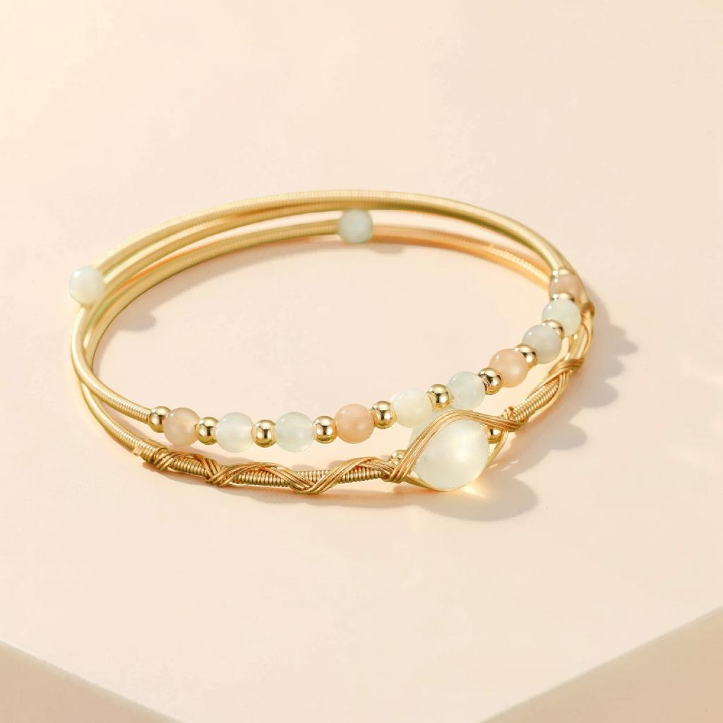 ATELIER-TIBET – Bracelet Pierre de Lune – Lumière Céleste, Plaqué Or 14K