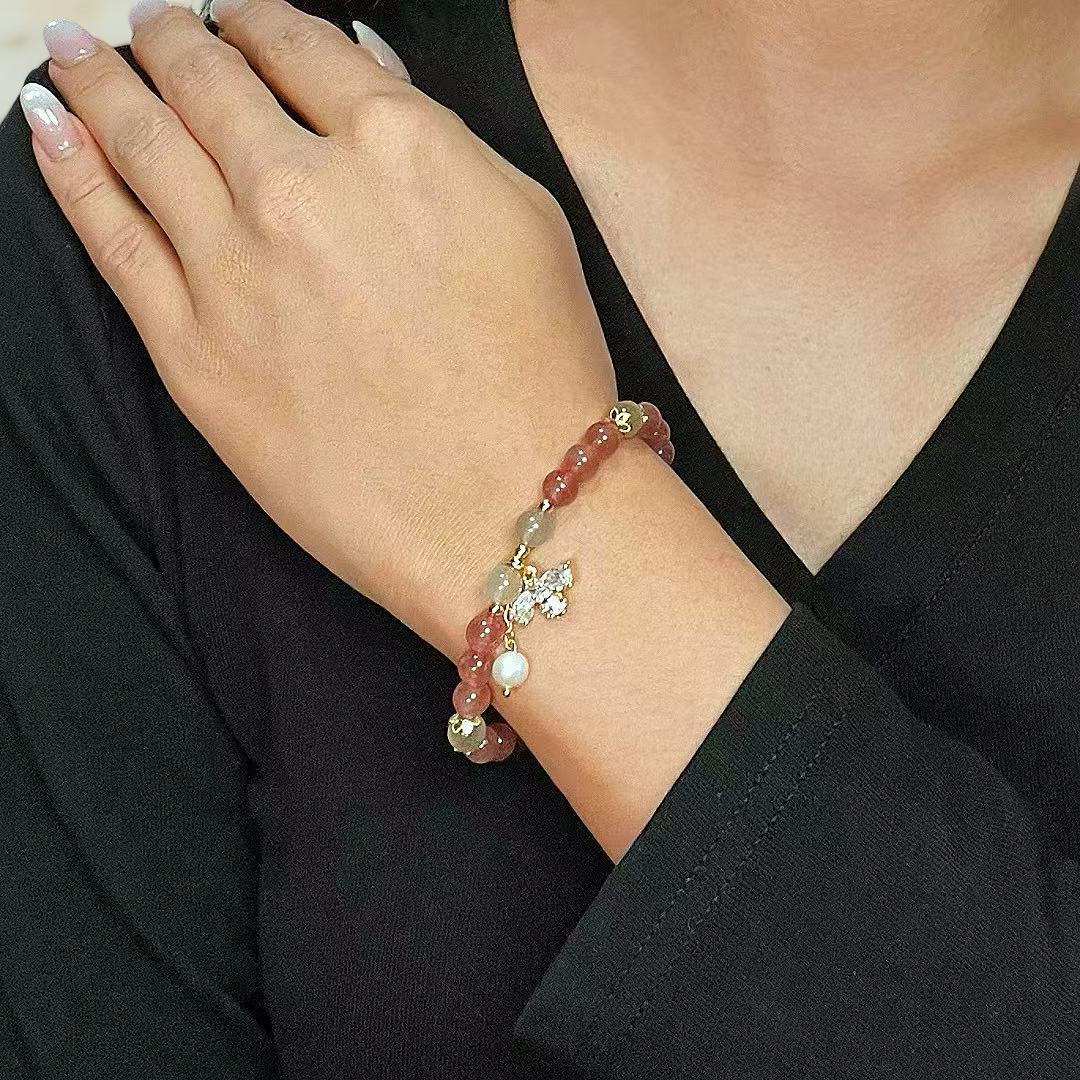 ATELIER-TIBET – Bracelet Quartz Fraise et Labradorite – Abeille Poétique