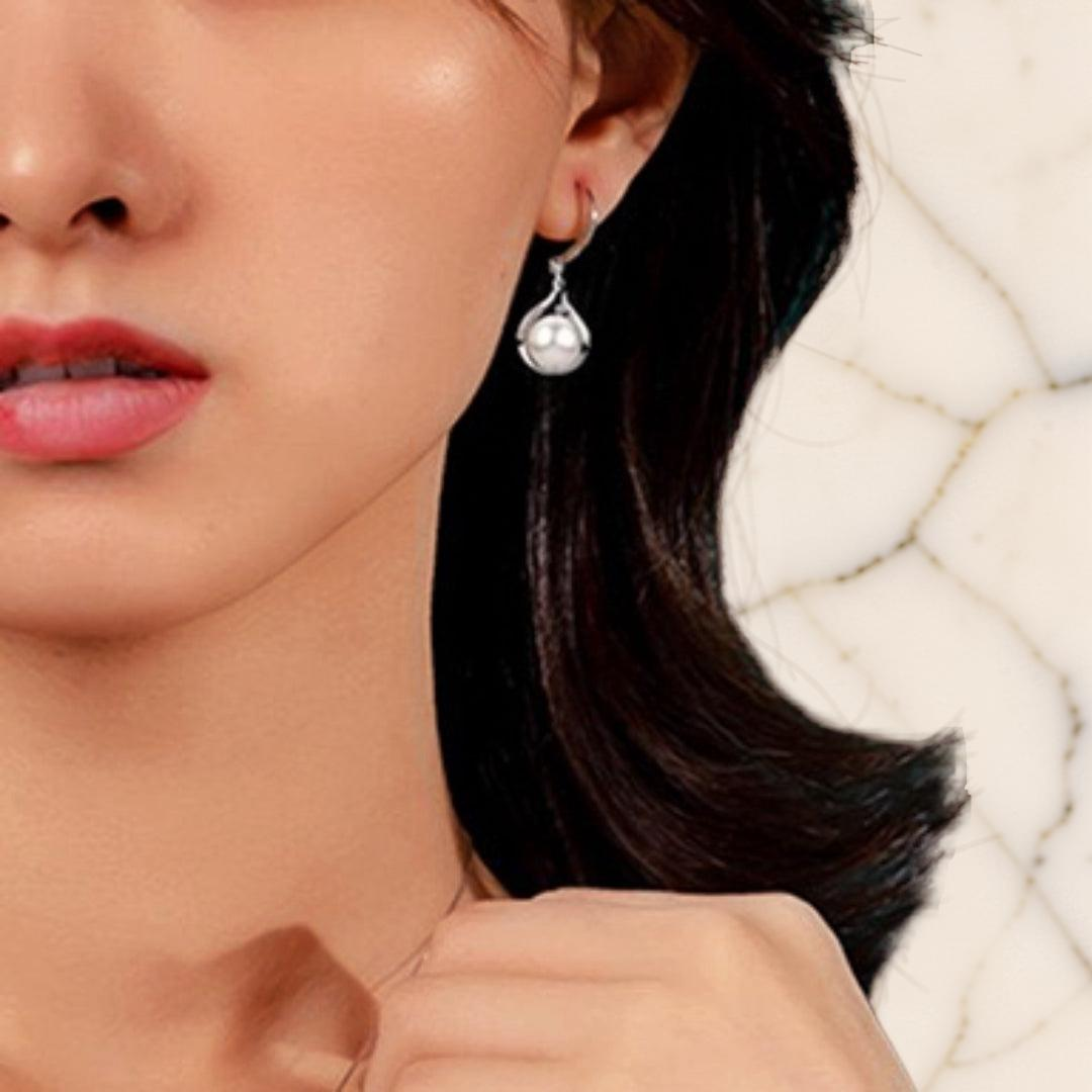 ATELIER-TIBET – Boucles d'Oreilles Perle – Goutte Royale, Argent