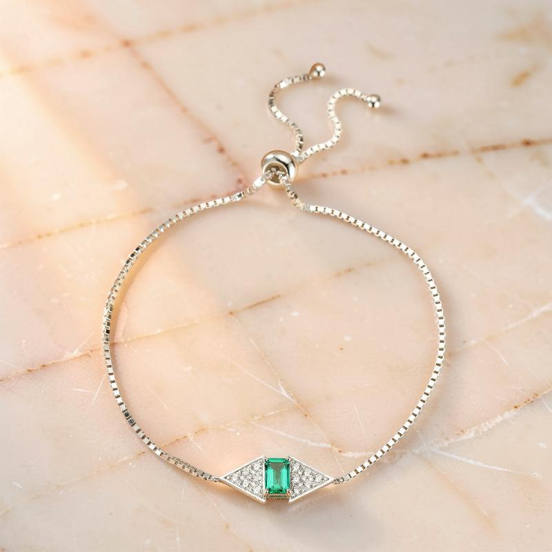 ATELIER-TIBET – Bracelet Émeraude – Brillance Royale, Argent 925