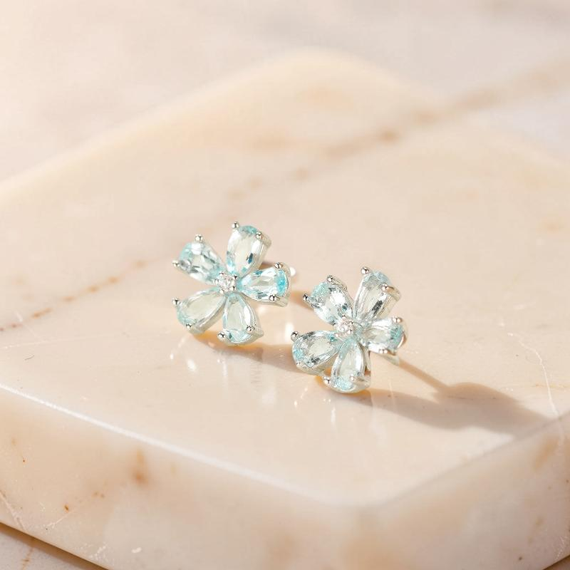ATELIER-TIBET – Boucles d'Oreilles Topaze – Fleur D'horizon, Argent