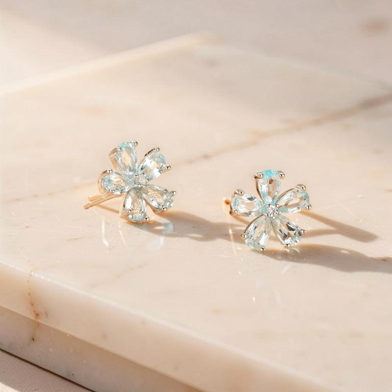 ATELIER-TIBET – Boucles d'Oreilles Topaze – Fleur D'horizon, Argent