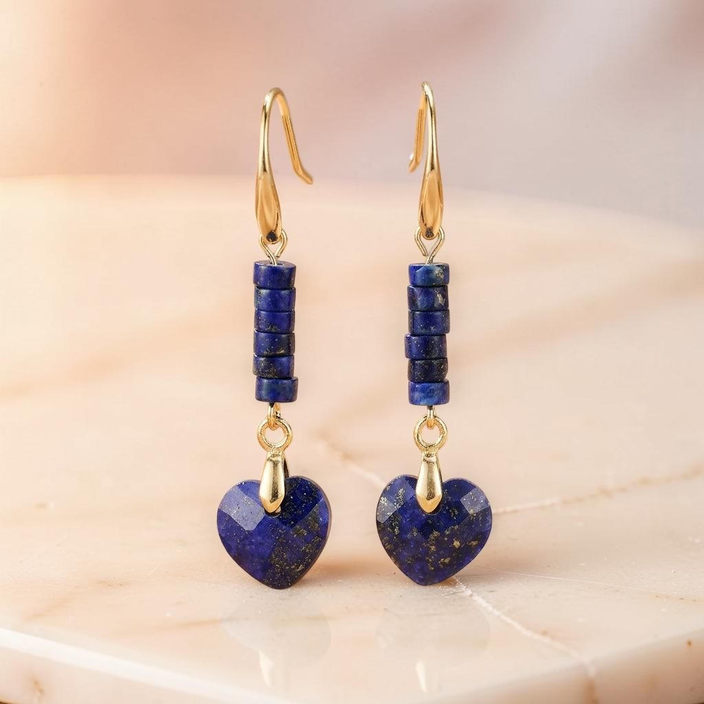 ATELIER-TIBET – Boucles d'Oreilles Amazonite – Cœur Serein
