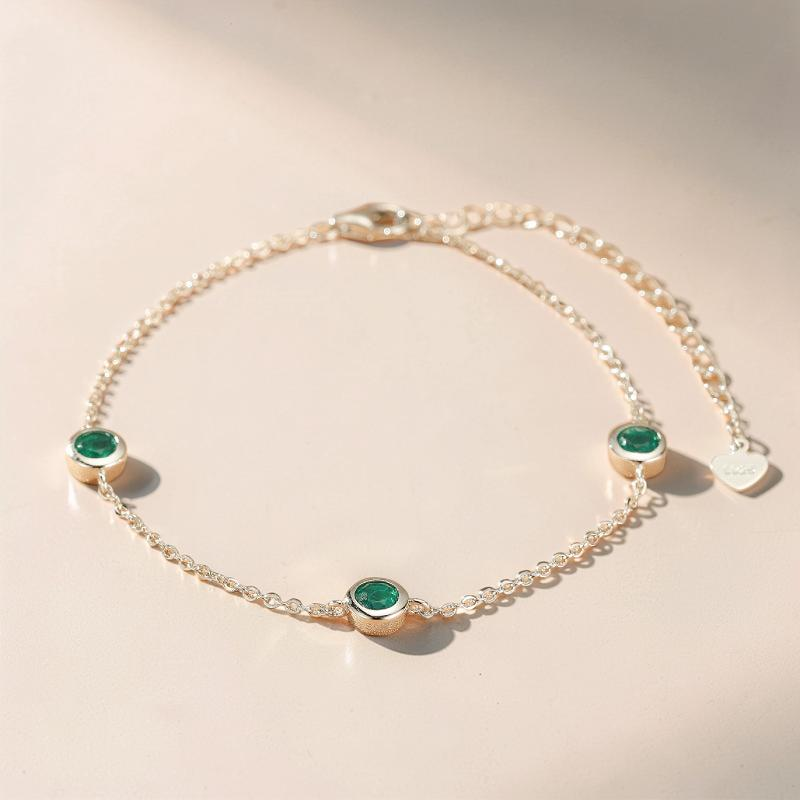 ATELIER-TIBET – Bracelet Émeraude – Éclat de Printemps, Argent