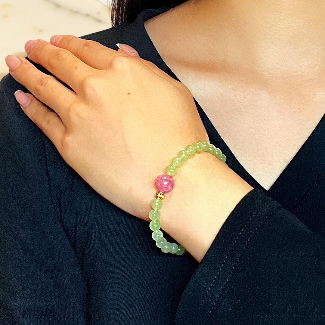 ATELIER-TIBET – Bracelet Rhodonite et Jade – Duo Bien-Être
