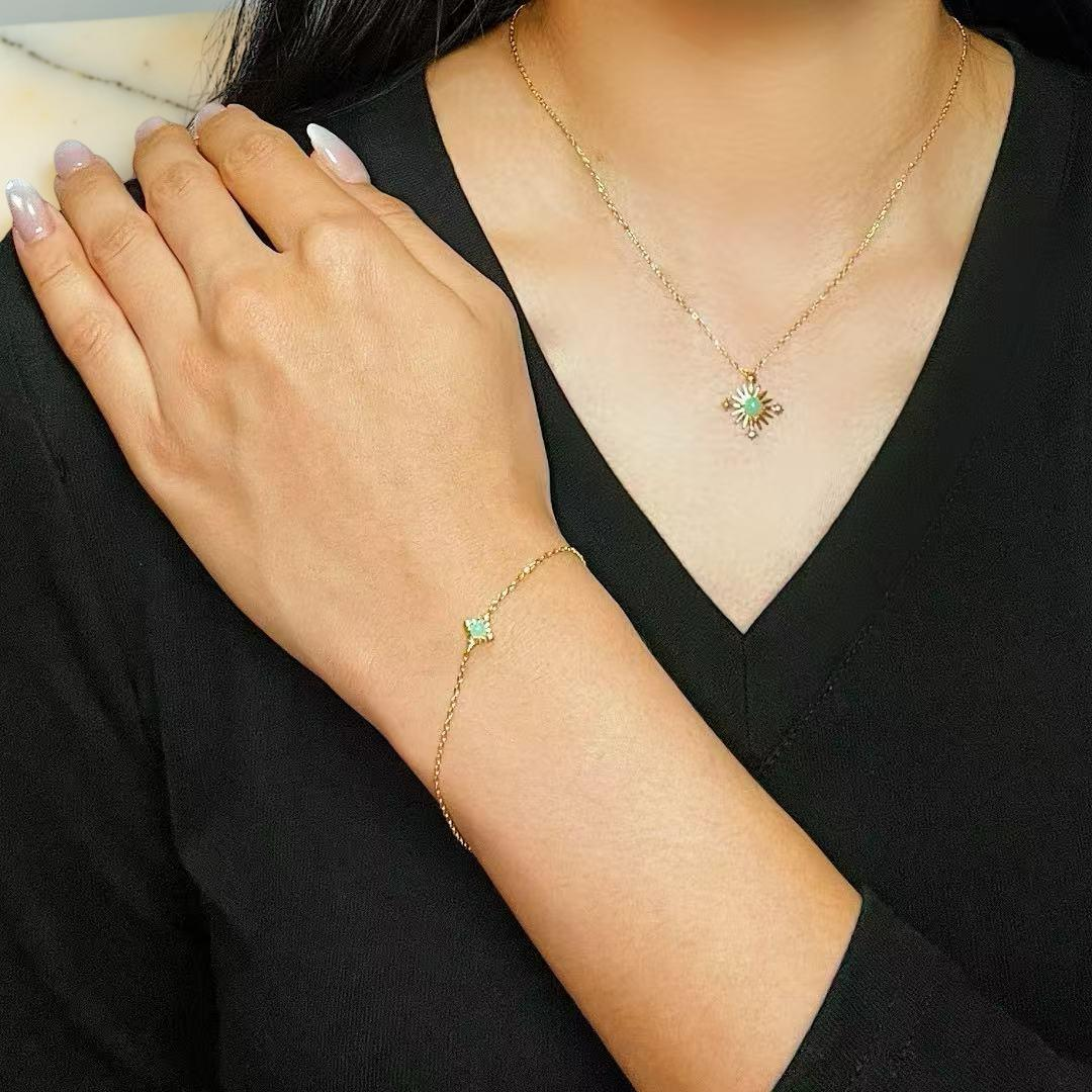 ATELIER-TIBET – Bracelet Amazonite, Croix Étoilée, Argent Plaqué Or