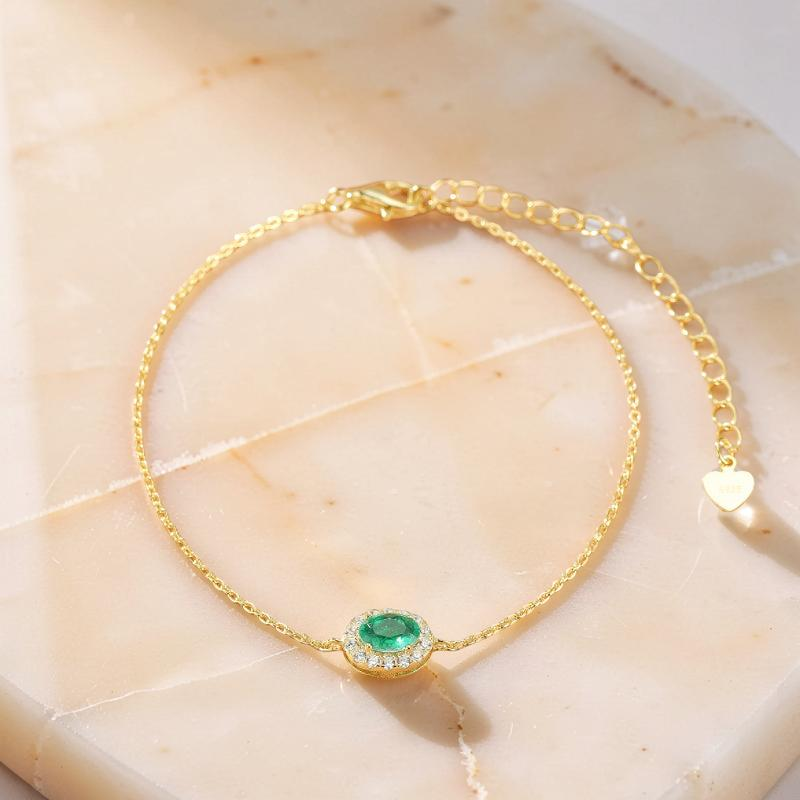 ATELIER-TIBET – Bracelet Émeraude – Souffle de Nature, Argent Plaqué Or