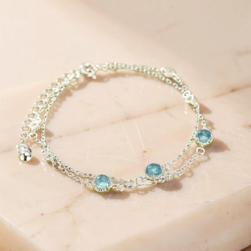ATELIER-TIBET – Bracelet Aigue-Marine – Sérénité Bleue, Argent 925