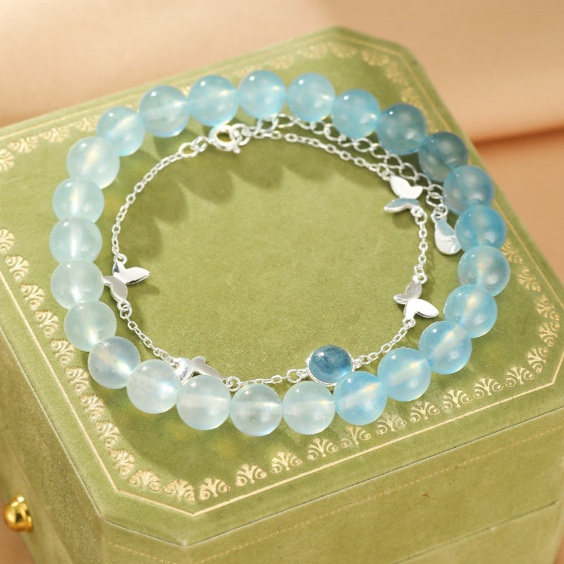 ATELIER-TIBET – Bracelet Aigue-Marine – Papillon d'Océan, Argent 925
