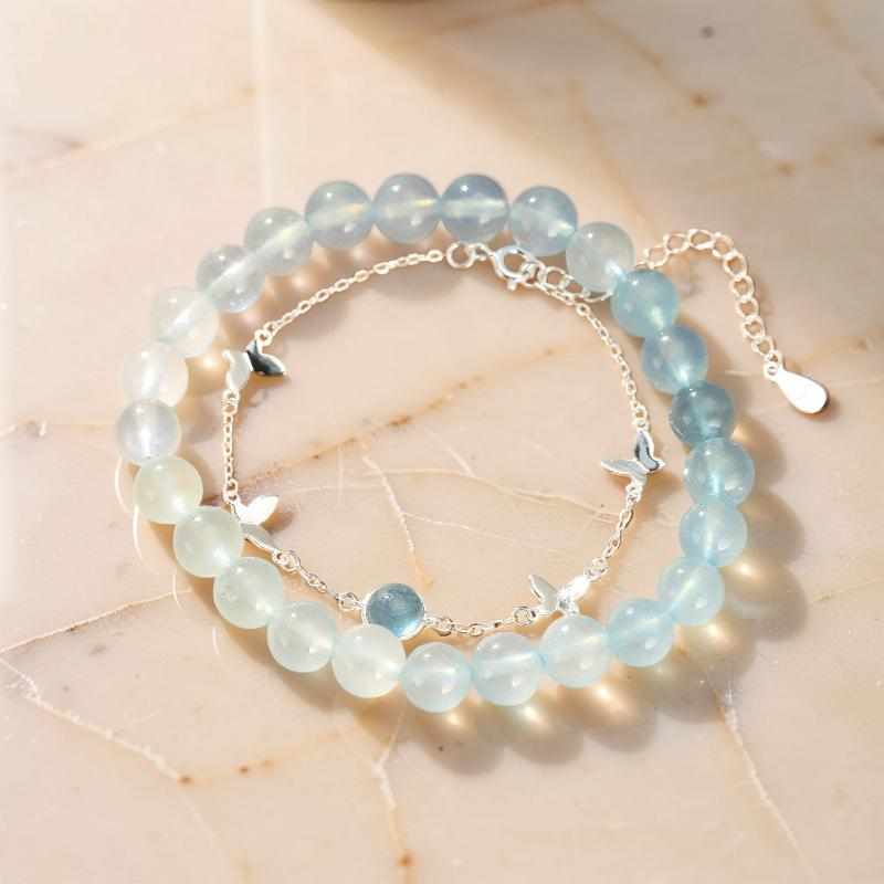 ATELIER-TIBET – Bracelet Aigue-Marine – Papillon d'Océan, Argent 925