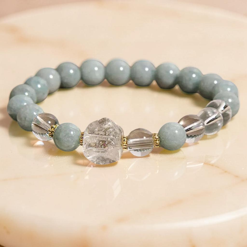 ATELIER-TIBET – Bracelet Jade et Cristal de Roche – Clarté Céleste